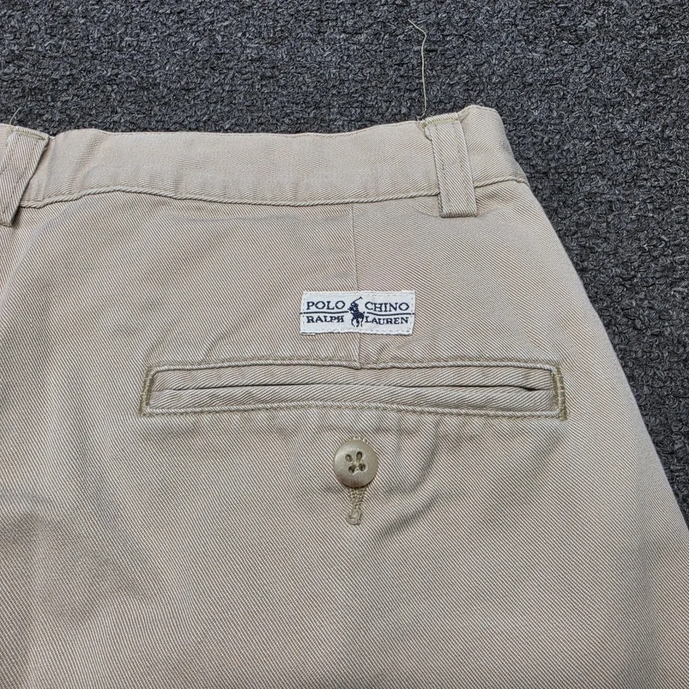 Polo Ralph Lauren Andrew Shorts Khaki Mens 33 Pleated Chino Cotton Tan Preppy